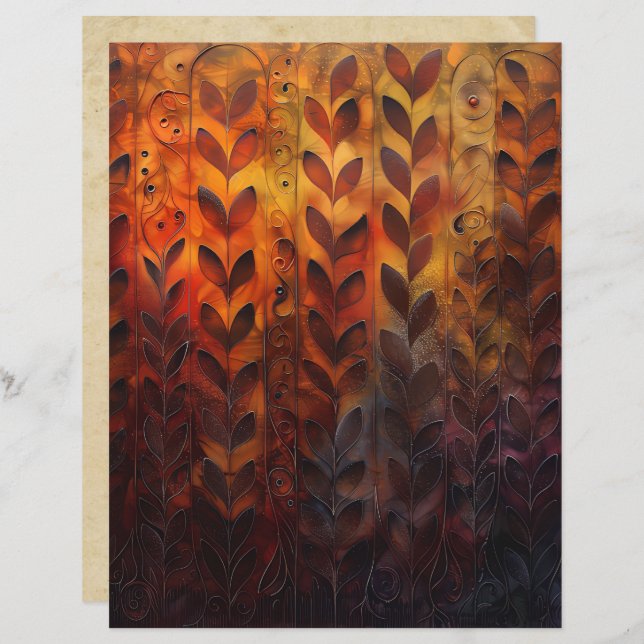 Autumn Vines and Leaves Scrapbook Papier (Voorkant / Achterkant)