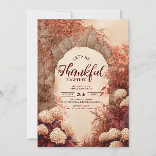 Autumn Vineyard Arch Thanksgiving Dinner Kaart (Voorkant)