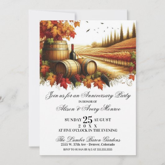 Autumn Vineyard Jubileum Party Kaart (Voorkant)