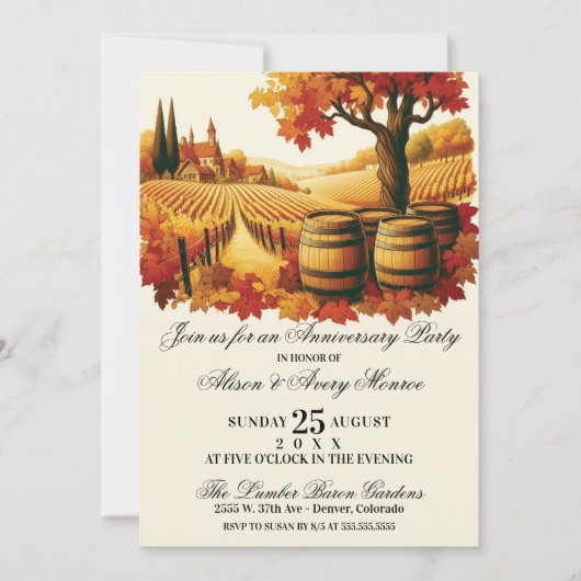 Autumn Vineyard Jubileum Party Kaart (Voorkant)