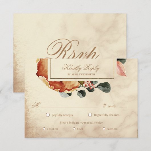 Autumn voelt elegant floranje RSVP-keuzekaart RSVP Kaartje (Voorkant / Achterkant)