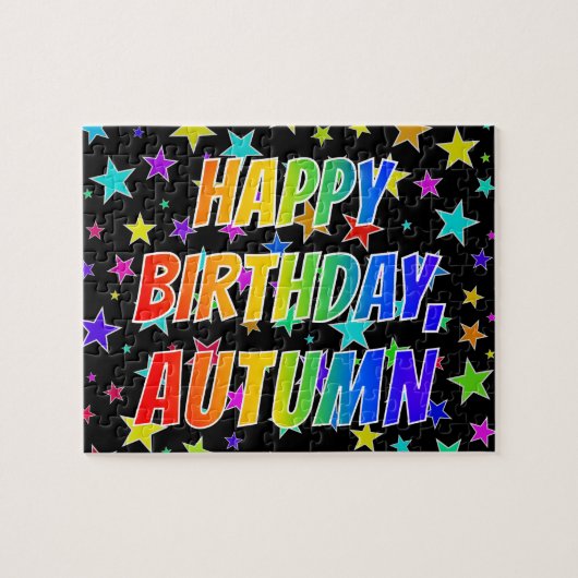 "AUTUMN" voornaam, geun "HAPPY BIRTHDAY" Legpuzzel (Horizontaal)