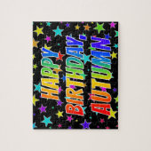 "AUTUMN" voornaam, geun "HAPPY BIRTHDAY" Legpuzzel (Verticaal)