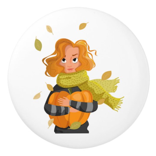 AUTUMN VROUW KERAMISCHE KNOP (Voorkant)