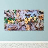 Autumn w/ gele paddenstoelen en bruine gestorven b canvas afdruk (Insitu (Houten vloer))