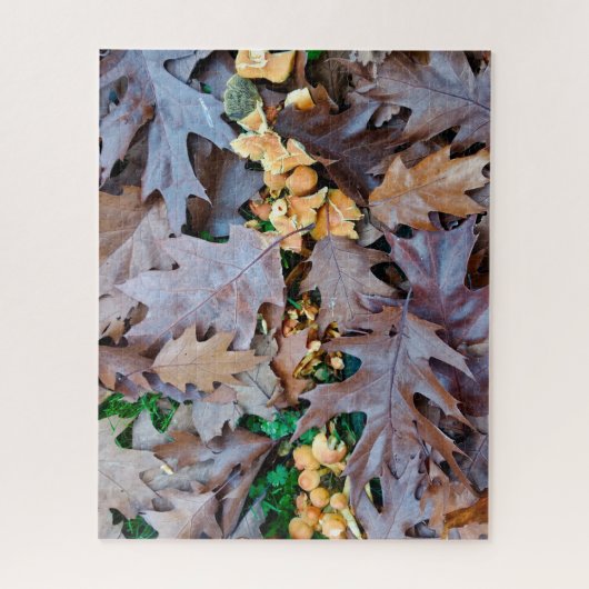 Autumn w/ gele paddenstoelen en bruine gestorven b legpuzzel (Verticaal)