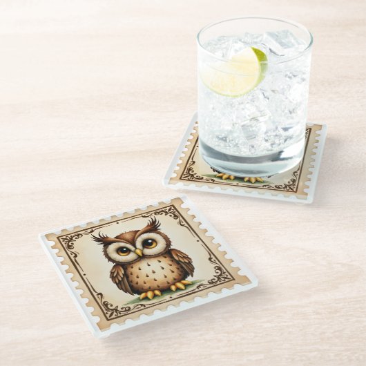Autumn Watcher Owl Glazen Onderzetter (Schuin)