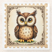 Autumn Watcher Owl Glazen Onderzetter (Voorkant)