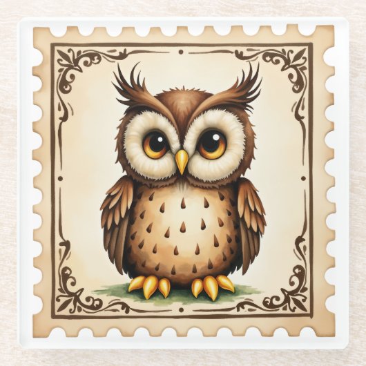 Autumn Watcher Owl Glazen Onderzetter (Voorkant)