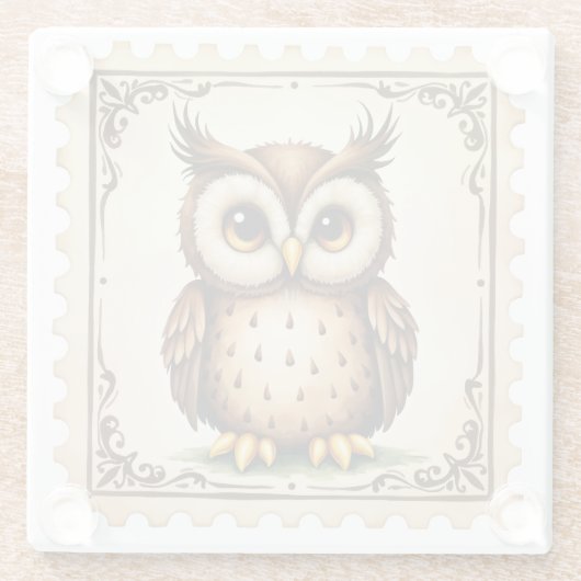 Autumn Watcher Owl Glazen Onderzetter (Achterkant)