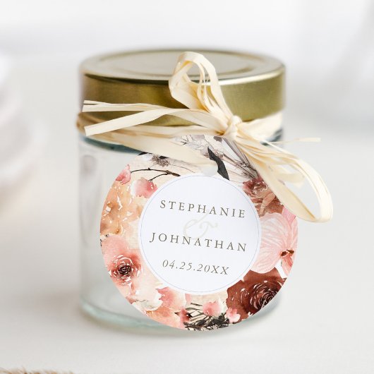 Autumn Watercolor Boho Floral Wedding Bedankjes Labels