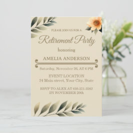 Autumn watercolor leaves floral retirement party kaart