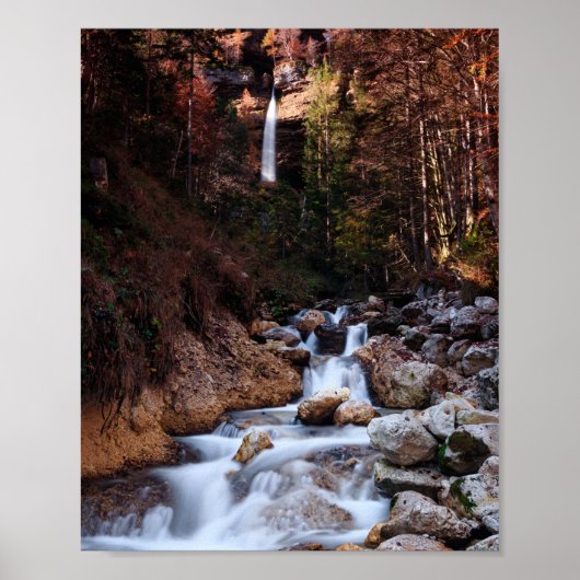 Autumn waterfall Peričnik, Slovenië Poster (Voorkant)