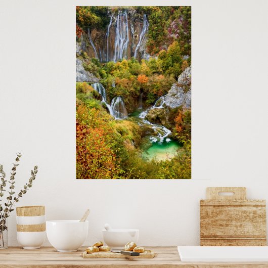 Autumn Waterfall Poster (Keuken)