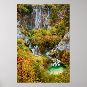 Autumn Waterfall Poster
