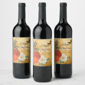 Autumn Wedding Floral Butterfly Beverage Label Set Wijn Etiket (Flessen)