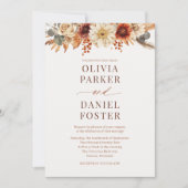 Autumn Wedding QR Code Foto Herfst Bloemen Kaart (Voorkant)