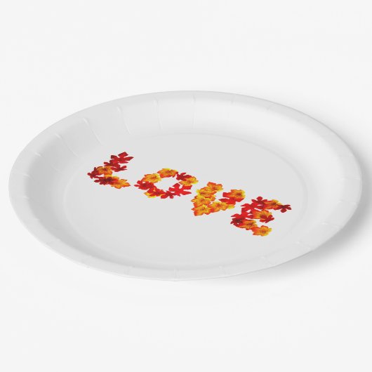 Autumn Wedding Rustic Leaves Spell Love Herfst Papieren Bordje (Gekanteld)