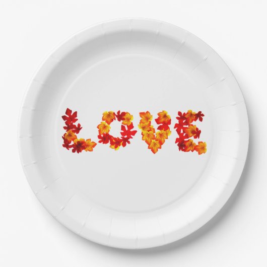 Autumn Wedding Rustic Leaves Spell Love Herfst Papieren Bordje (Voorkant)