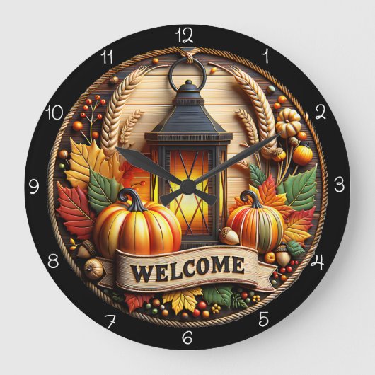 Autumn Welcome Lantern Clock Grote Klok (Voorkant)