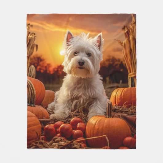 Autumn Westie Fleece Deken (Voorkant)