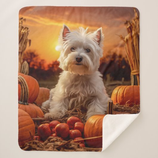 Autumn Westie Sherpa Deken (Voorkant)