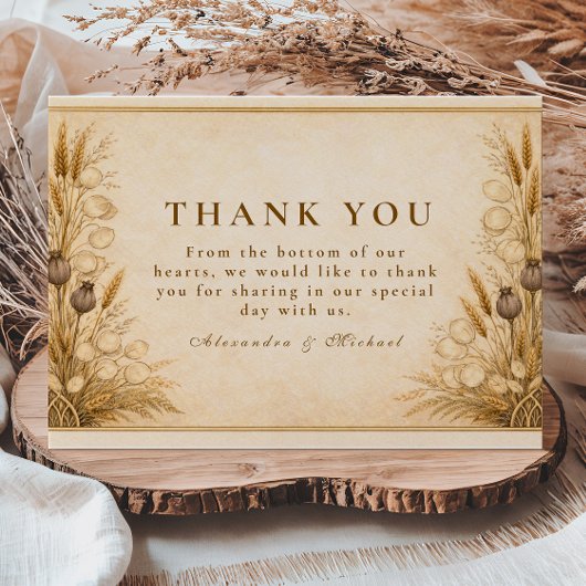 Autumn Wheat Botanical Wedding Bedankkaart