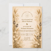 Autumn Wheat Botanical Wedding Kaart (Voorkant)