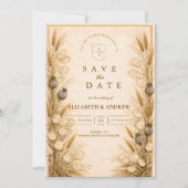 Autumn Wheat Botanical Wedding Save The Date (Voorkant)
