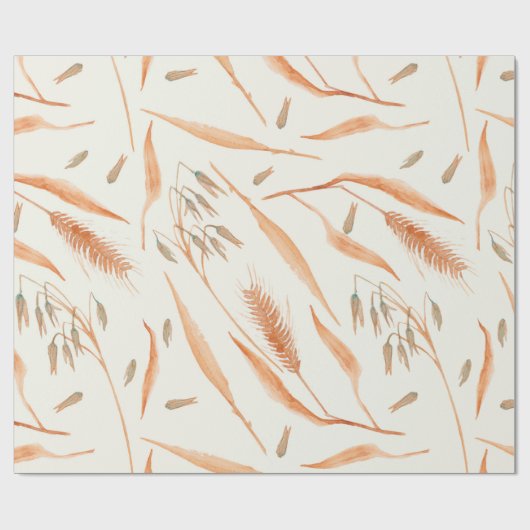 Autumn Wheat Grain Cereum Planten Botany Waterverf Cadeaupapier (Vlak)