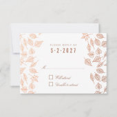 Autumn Whimsical Leaves Copper Wedding RSVP Kaart (Voorkant)