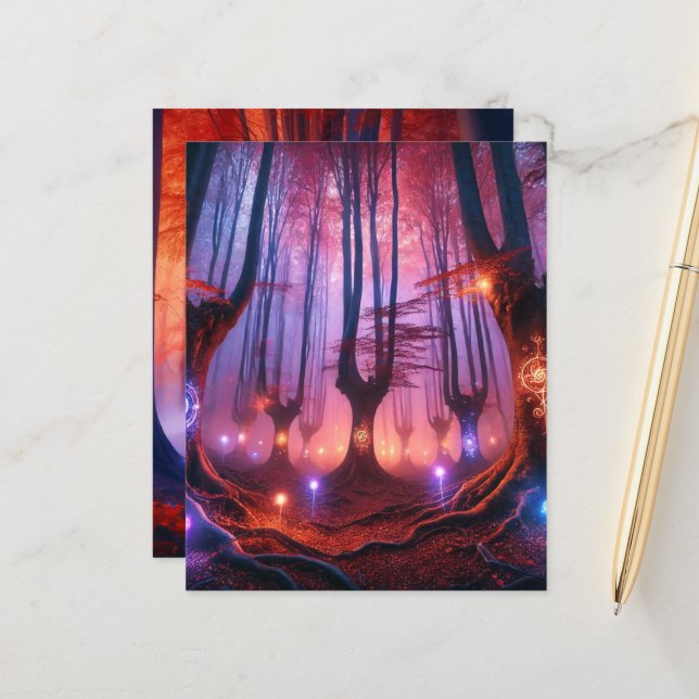 Autumn Whimsigoth Twilight Forest Scrapbook Paper (Voorkant / Achterkant in situ)