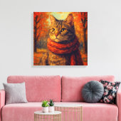 Autumn Whiskers Een gezellige kat in de Herfst Bre Canvas Afdruk (Insitu (Woonkamer))