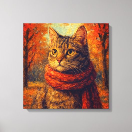 Autumn Whiskers Een gezellige kat in de Herfst Bre Canvas Afdruk (Voorkant)