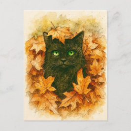 Autumn Whisper Black Cat Briefkaart