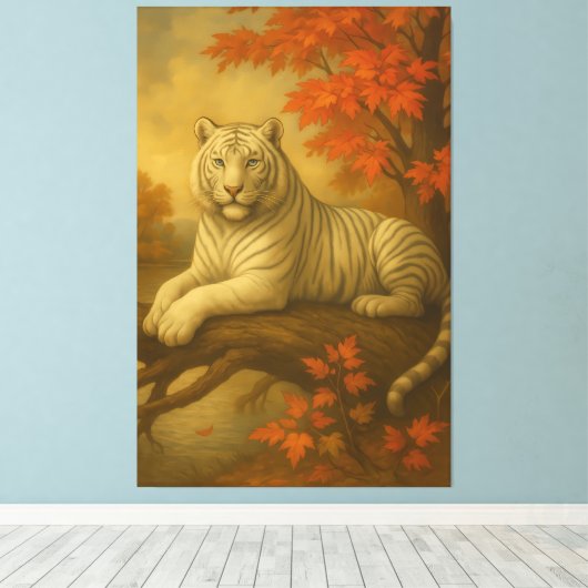 Autumn White Tiger – Fine Art Canvas (Insitu (Houten vloer))