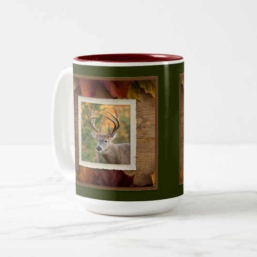 Autumn Whitetail Buck #3 Tweekleurige Koffiemok (Voorkant links)