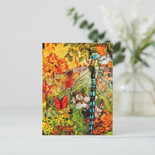 Autumn Wild Forest Dragon Fly Briefkaart (Staand voorkant)