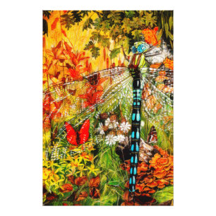 Autumn Wild Forest Dragon Fly Foto Afdruk