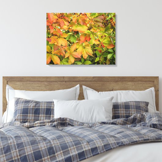 Autumn wilde wijnstokbladeren canvas afdruk (Insitu (Slaapkamer))