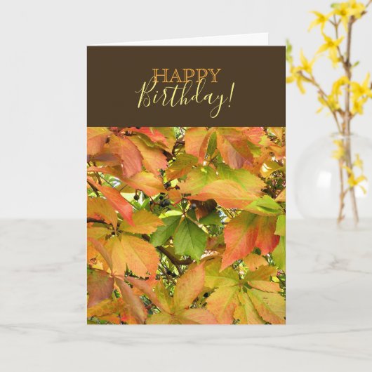 Autumn wilde wijnstokbladeren kaart (Gele Bloem)