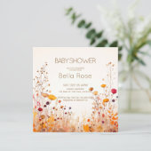 Autumn Wildflower Baby shower Invitation Kaart (Staand voorkant)