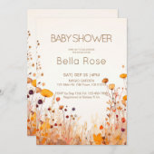 Autumn Wildflower Baby shower Invitation Kaart (Voorkant / Achterkant)