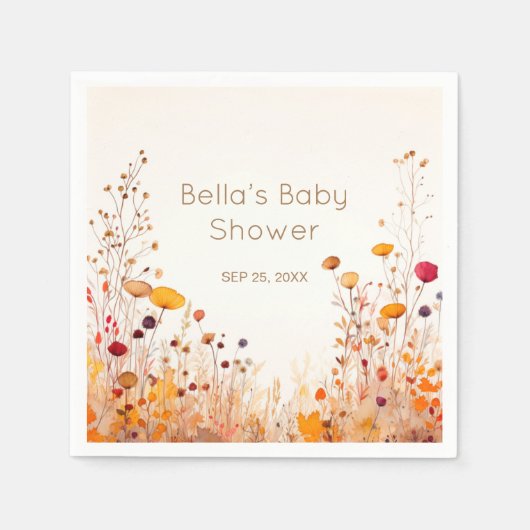 Autumn Wildflower Baby shower Invitation Servet (Voorkant)