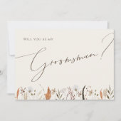 Autumn Wildflower Beige Groomsman Voorstel Kaart (Voorkant)