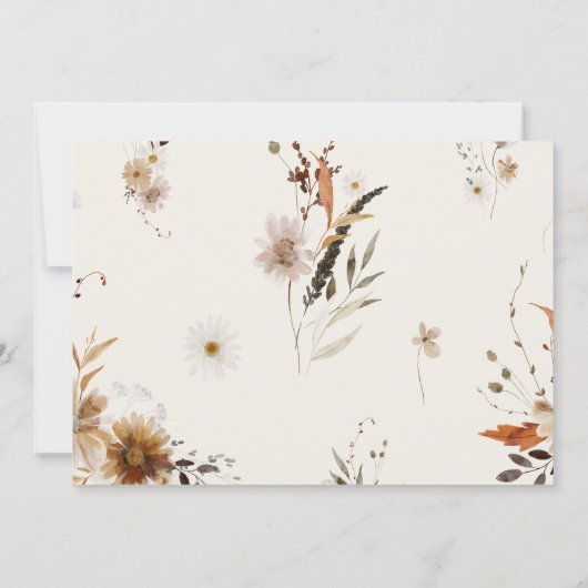 Autumn Wildflower Beige Horizontaal Vrijgezellenfe Kaart (Achterkant)