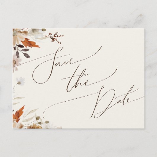 Autumn Wildflower Beige Save The Date Briefkaart (Voorkant)
