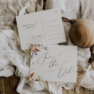 Autumn Wildflower Beige Save The Date Briefkaart