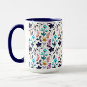 Autumn Wildflower Blauw en Paarse Two-Tone Mok (Links)
