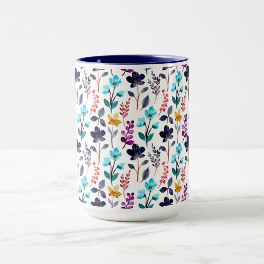 Autumn Wildflower Blauw en Paarse Two-Tone Mok (Midden)